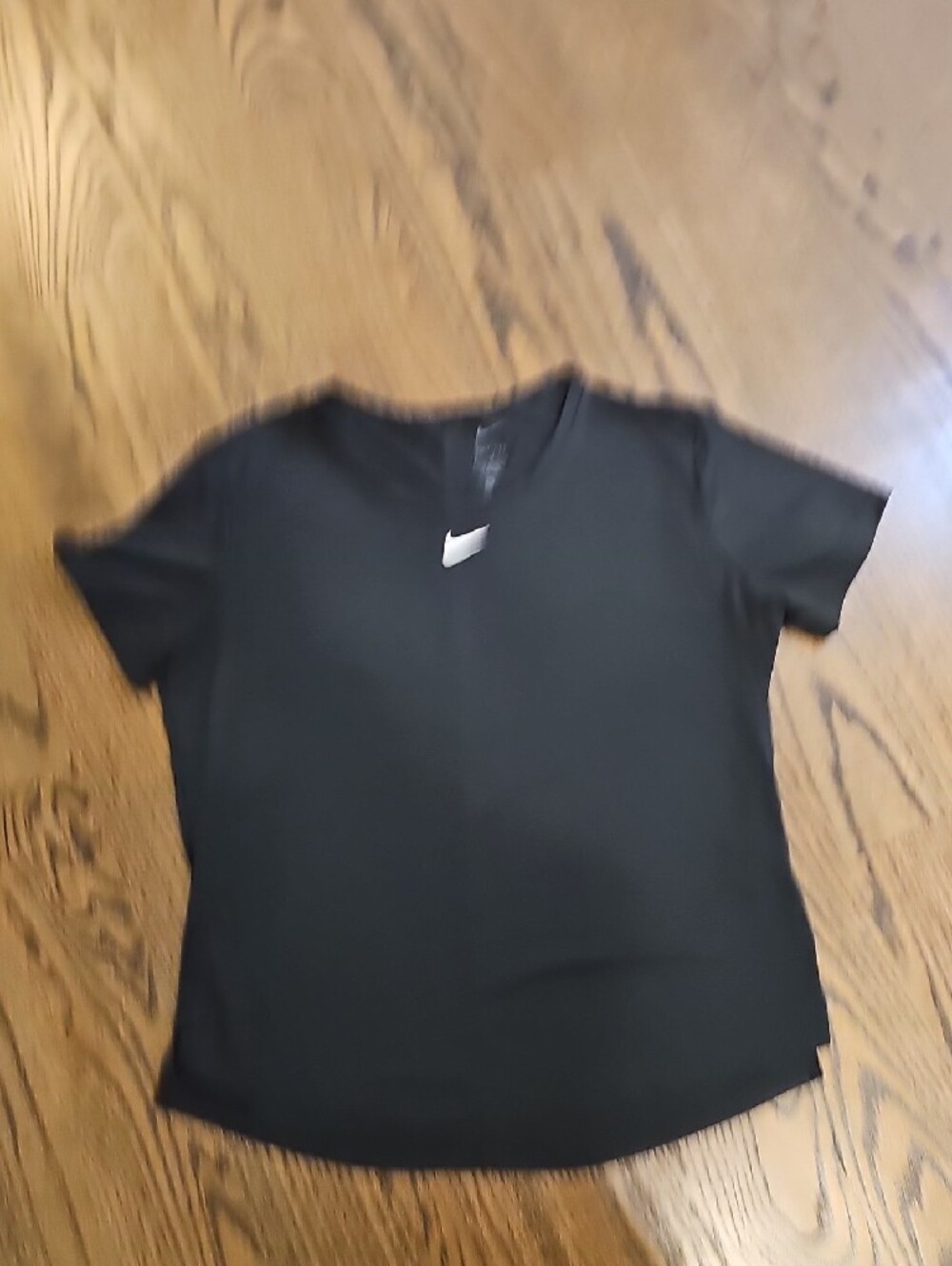 Nike Dri-Fit Black Short Sleeve Crew Neck Tee with White Swoosh - Picture 7 of 8
